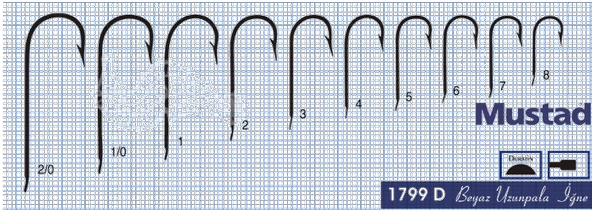 Mustad Olta İğnesi 1799D 100lü  Standart NO:2-0 - Resim 2