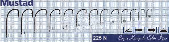 Mustad Olta İğnesi 225N 50li  Standart NO:8 - Resim 2