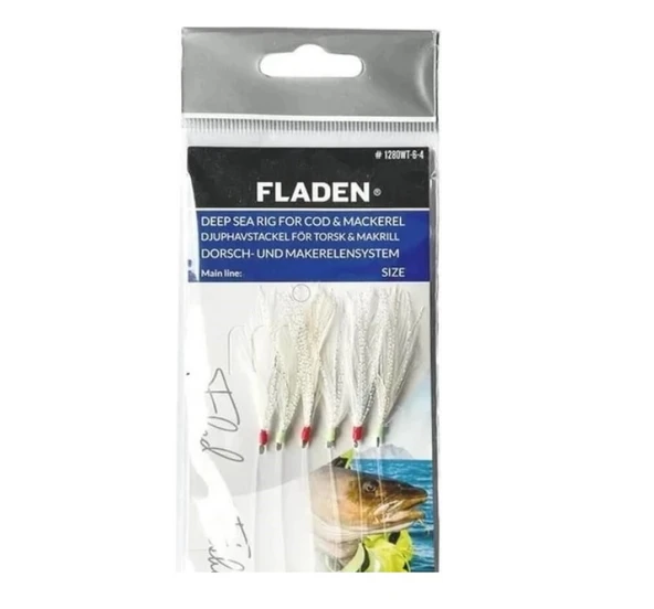 F1280W-6-1-0 Fladen Sabiki Beyaz Tüylü 1/0 Numara 6 Kancalı Palamut Çaparisi ürün görseli 1