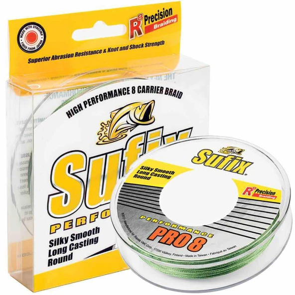 Sufix Performance Pro8 İp Misina  LO VIS GREEN 0.12MM -  275MT - 8.2KG ürün görseli 1