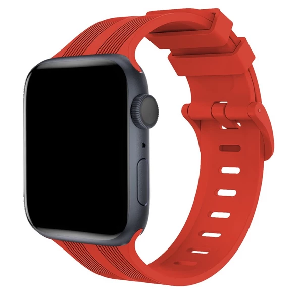 Apple Watch 42mm KR408 Çizgili Silikon Kordon