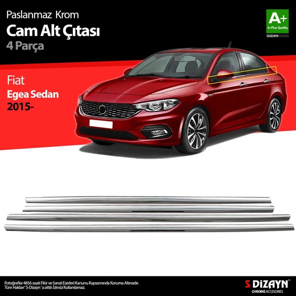 S-Dizayn Fiat Egea SD Krom Cam Çıtası 4 Prç. 2015-2020 - 1
