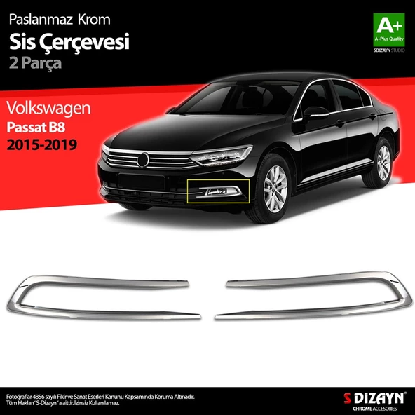 S-Dizayn VW Passat B8 Krom Sis Farı Çerçevesi 2 Parça 2015-2019 - 1