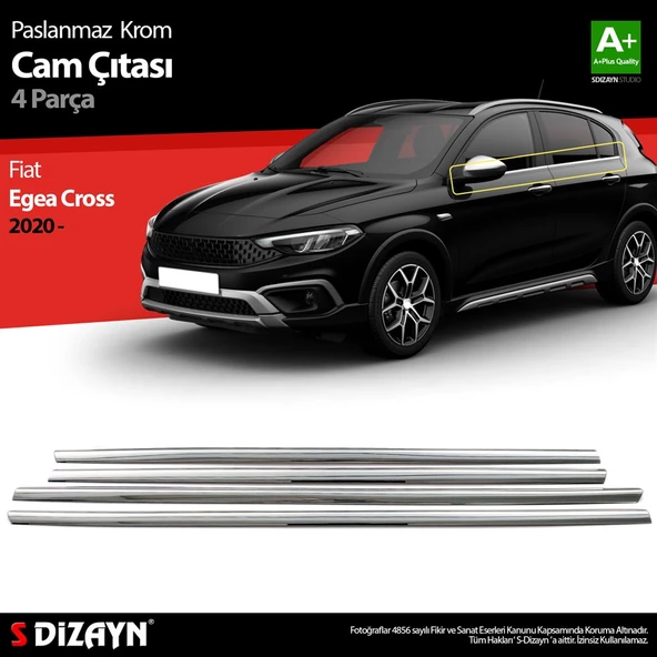 S-Dizayn Fiat Egea Cross Krom Cam Çıtası 4 Prç. 2020 Üzeri - 1