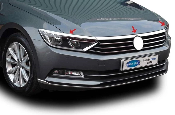 OMSA VW Passat B8 Krom Ön Panjur Far Üstü Çıta 2015-2019 Arası - 3