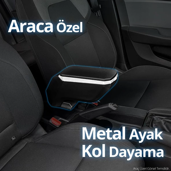 S-Dizayn Renault Megane 3 Kol Dayama Kolçak Çelik Ayaklı ABS Gri 2012-2016 A+Kalite - 6