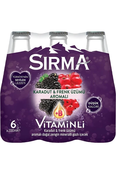 Sırma B Vitaminli Karadut & Frenk Üzümü Aromalı Doğal Maden Suyu 24x200 ml - 2