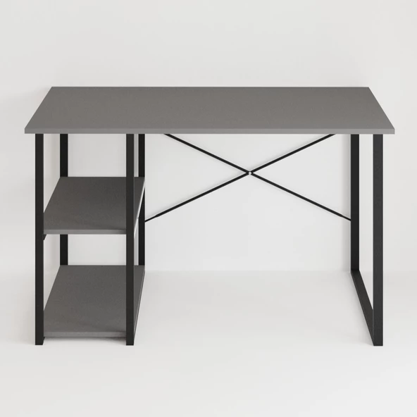 Eportatif Çalışma Masası Raflı Ofis Laptop Bilgisayar Masası Füme 1420 - 5