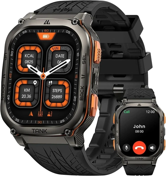 AMAZTIM Akıllı Saat, 60 Gün Pil Ömrü, Paslanmaz Çelik Gövde - Siyah