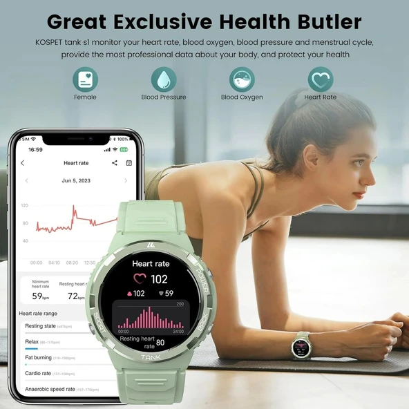 AMAZTIM Akıllı Saat, En Hafif Fitness Takip Cihazı, Kadınlar İçin - Yeşil - 3