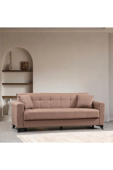 Perla Sofa Modesto Yataklı Sandıklı Kanepe Kahve