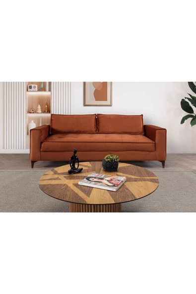 Perla Sofa Cosmo Üçlü Koltuk Turuncu
