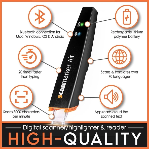 Scanmarker Air Pen Tarayıcı, Okuma Kalemi ve Tercüman - iOS, Android - Siyah - 4