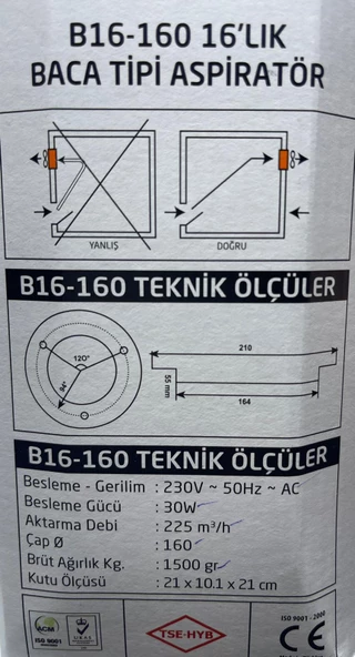 NİSA LUCE 25'lik Saç Gövde Kapaklı Aspiratör 50W - 3