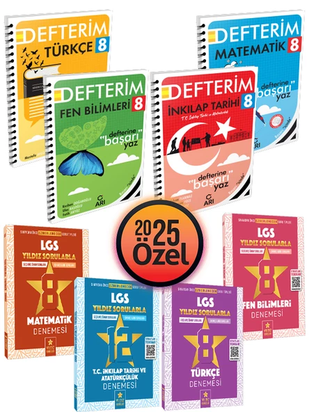 Sınav Yayınları 2025 LGS Tüm Dersler Deneme ve Arı LGS Tüm Dersler Akıllı Defterim 8 Kitap Set