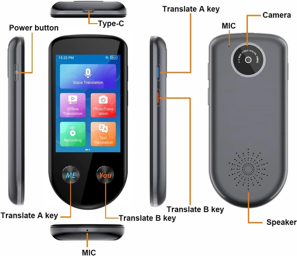 Chunmu Anlık Dil Tercüman Cihazı, WiFi Gerekmiyor - 137 Dil - 5