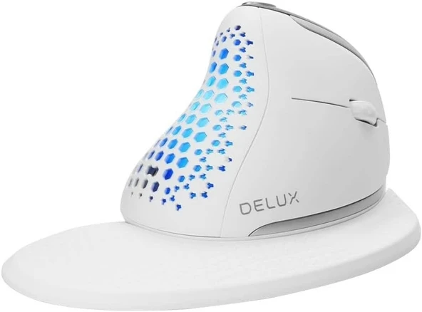 DeLUX Seeker Kablosuz Ergonomik Dikey Mouse, OLED Ekran - M618SXD-Beyaz