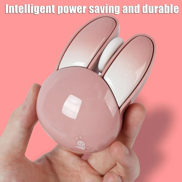 Guguelec Kablosuz Mouse, Sevimli Tavşan Bluetooth Çift Mod, Küçük - Pembe - 4
