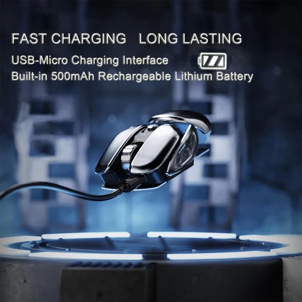 Dancesoul Benzersiz Görünümlü Sessiz Kablosuz Mouse USB ve Type-C Şarjlı - 3