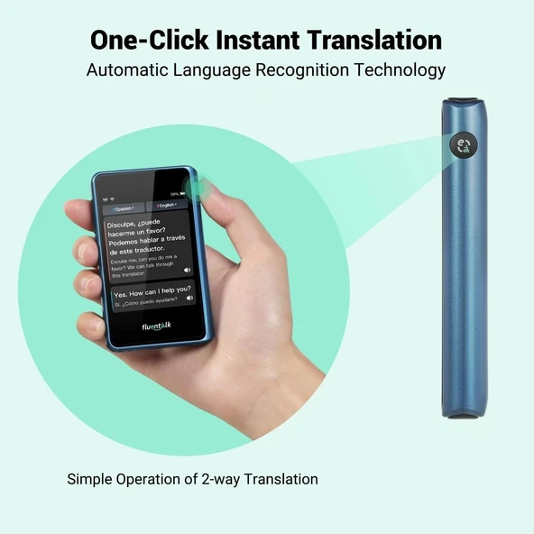 Fluentalk Timekettle T1 Mini Tercüman Cihazı WiFi Gerektirmez - Mavi - 3