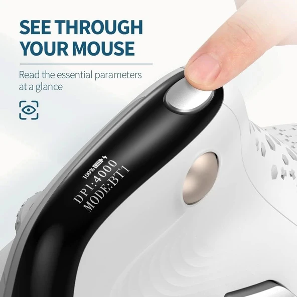 DeLUX Seeker Kablosuz Ergonomik Dikey Mouse, OLED Ekran - M618SXD-Beyaz - 2