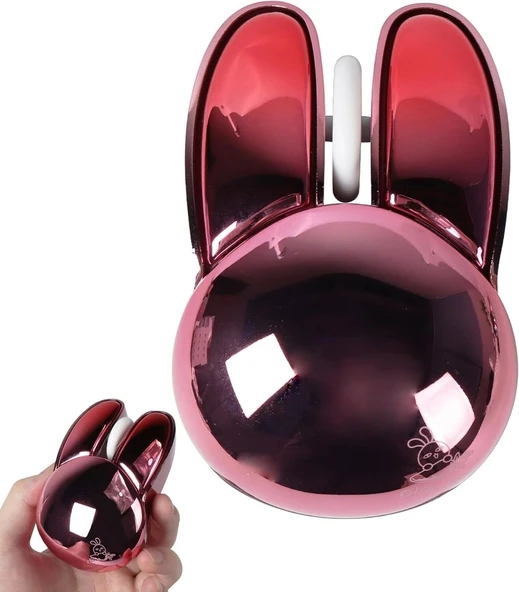 Guguelec Kablosuz Mouse, Sevimli Tavşan Bluetooth Çift Mod, Küçük - Kırmızı