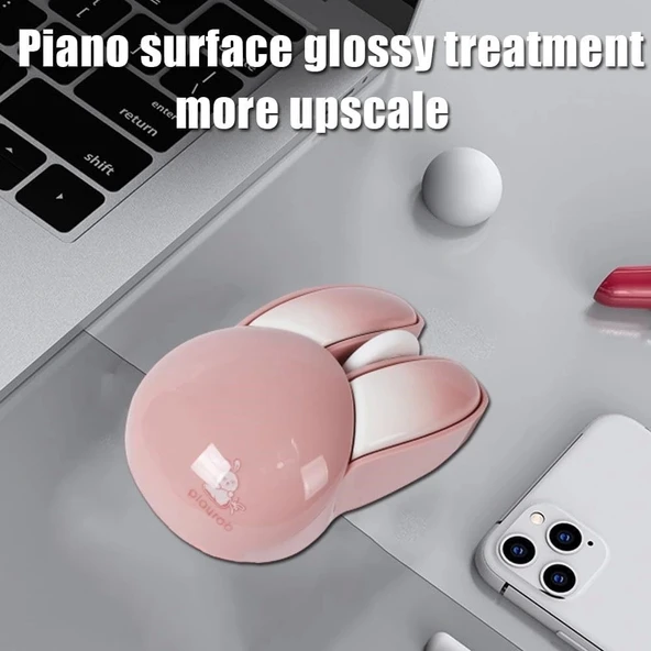 Guguelec Kablosuz Mouse, Sevimli Tavşan Bluetooth Çift Mod, Küçük - Pembe - 3