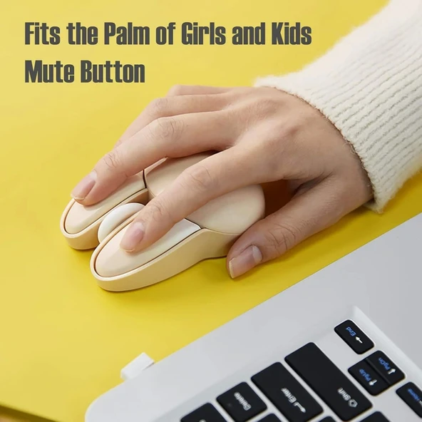 Lomiluskr Sevimli Tavşan 2.4G Kablosuz Sessiz Mouse - Bej Tavşan - 3