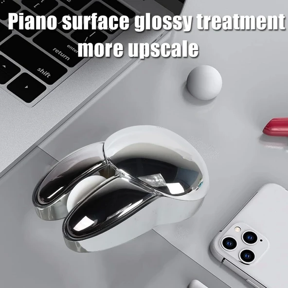 Guguelec Kablosuz Mouse, Sevimli Tavşan Bluetooth Çift Mod, Küçük - Gümüş - 3