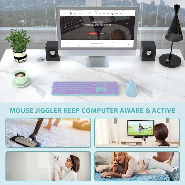 Seenda Ergonomik Kablosuz Dikey Mouse, Bluetooth 4.0+USB - Gök Mavisi - 3