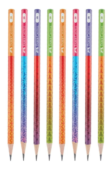 Yuvarlak Kurşun Kalem Smoothıe 8 Adet 1 Paket Faber Kurşun Kalem 2B Siyah Kurşun Kalem Smoothıe Desenli 2B Kalem - 4