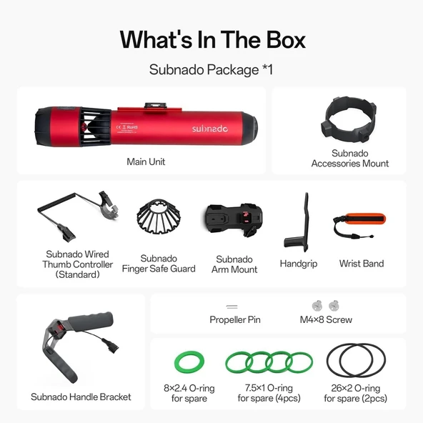 Waydoo Subnado Sualtı Scooterı, Başparmak Kontrollü Deniz Scooterı - Kırmızı - 2