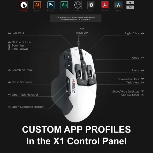 Swiftpoint Creator Wired 3D CAD Mouse, 13 Özelleştirilebilir Düğme, Dahili Bellek - 4