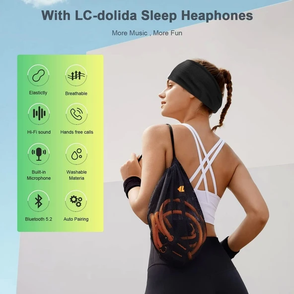 LC-dolida Uyku Maskesi - Kablosuz Kulaklıklar - Bluetooth 5.2 - Obsidyen - 2