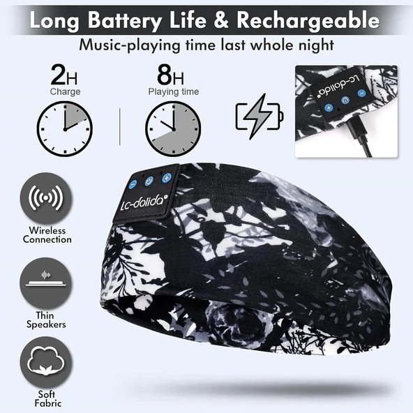 LC-dolida Uyku Maskesi - Kablosuz Kulaklıklar - Bluetooth 5.2 - Mürekkep Siyah - 3