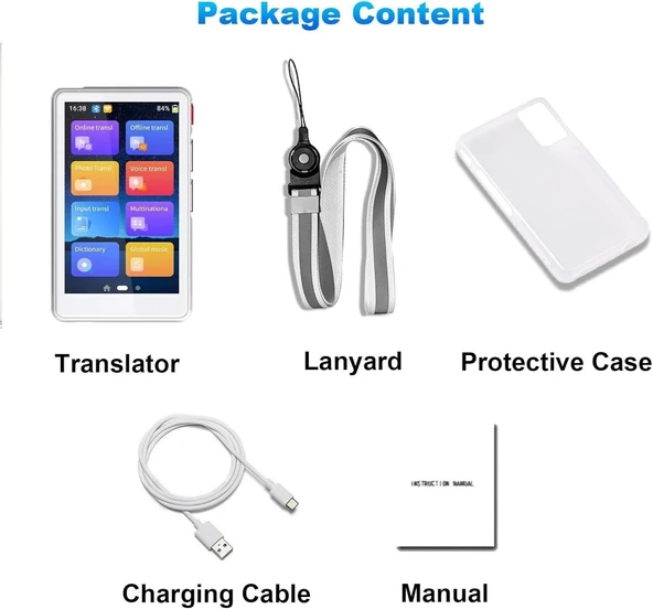 Winonela İki Yönlü AI Ses Tercümanı Cihazı WiFi Gerektirmez - 139+ Dil - Beyaz - 2