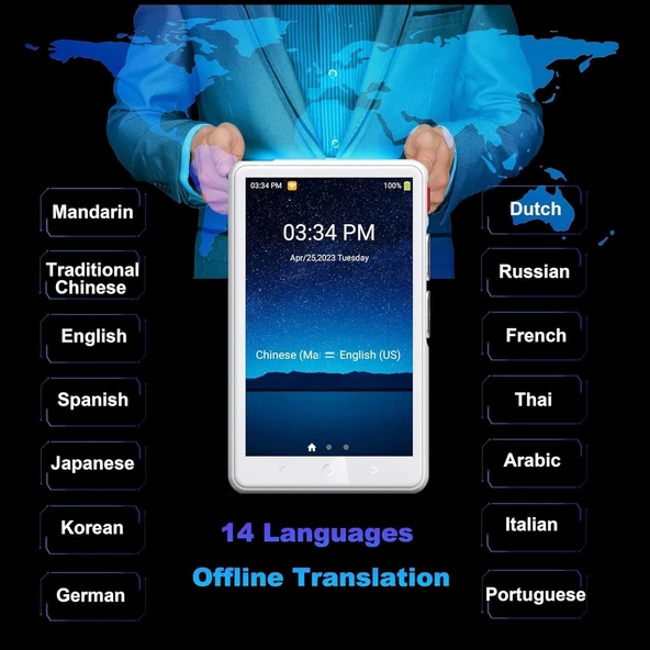 Winonela İki Yönlü AI Ses Tercümanı Cihazı WiFi Gerektirmez - 139+ Dil - Beyaz - 4