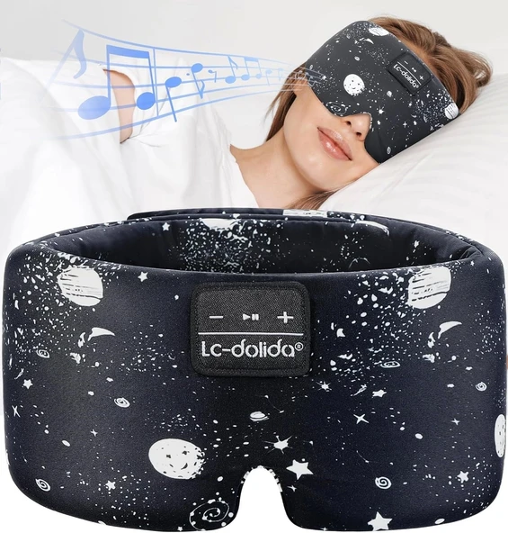 LC-dolida Yan Uyuyanlar İçin İpek Uyku Maskesi Kulaklık - Bluetooth 5.4 - Siyah - 1