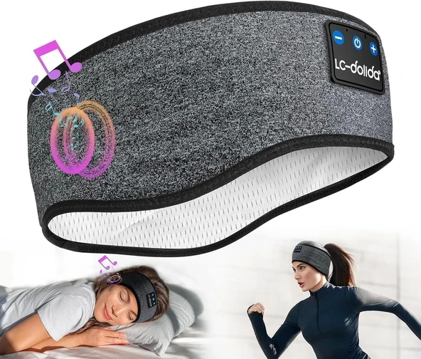 LC-dolida Uyku Maskesi - Kablosuz Kulaklıklar İnce HD Hoparlör - Moda Gri