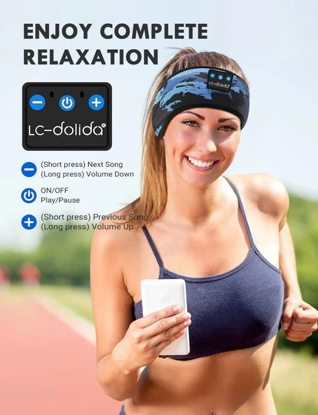 LC-dolida Uyku Maskesi - Kablosuz Kulaklıklar İnce HD Stereo Hoparlör - Siyah - 4