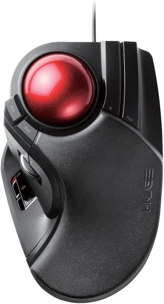 ELECOM HUGE Trackball Mouse, Kablolu, Parmakla Çalıştırılan, 8 Düğmeli