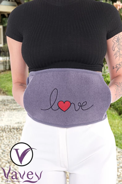 Özel Gün Kemeri Regl-Bel-Diz-Omuz-Boyun Ağrılarılarına Son Termojel Hediyeli Love Antrasit Renk - 2