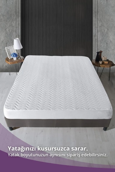 Pamuklu Fitted Sıvı Geçirmez Yatak Alezi  200 x 200 Cm - 5