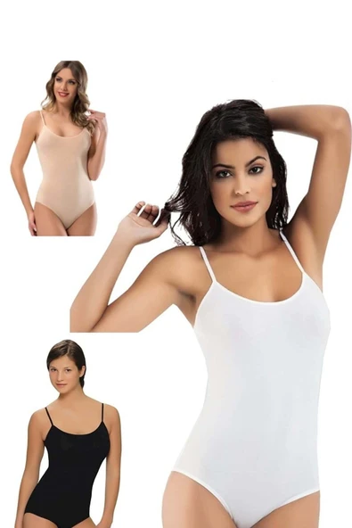 3 Adet Belinay İp Asklılı Çıtçıtlı Body Modal Yumuşak Bayan Atlet 0860 - 2