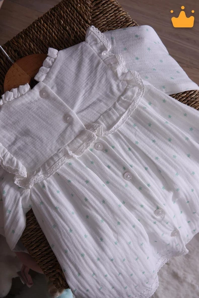 Babydola Müslin Kız Bebek Bayramlık Uzun Kollu Elbise 14100 - 6