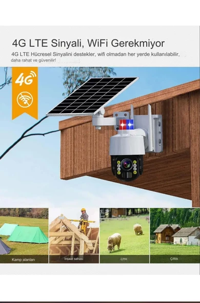 QASUL 5MP 4G Güneş Enerejili Kamera Dahili Pil PIR Hareket Algılama Dış Mekan Güvenlik Gözetleme PTZ WIFI Kamera V380 PRO - 2