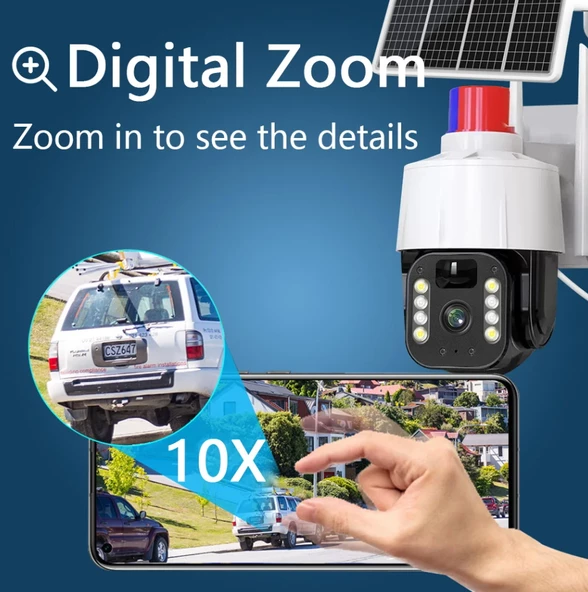 QASUL 5MP 4G Güneş Enerejili Kamera Dahili Pil PIR Hareket Algılama Dış Mekan Güvenlik Gözetleme PTZ WIFI Kamera V380 PRO - 4