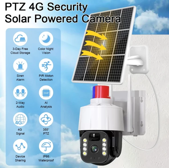 QASUL 5MP 4G Güneş Enerejili Kamera Dahili Pil PIR Hareket Algılama Dış Mekan Güvenlik Gözetleme PTZ WIFI Kamera V380 PRO