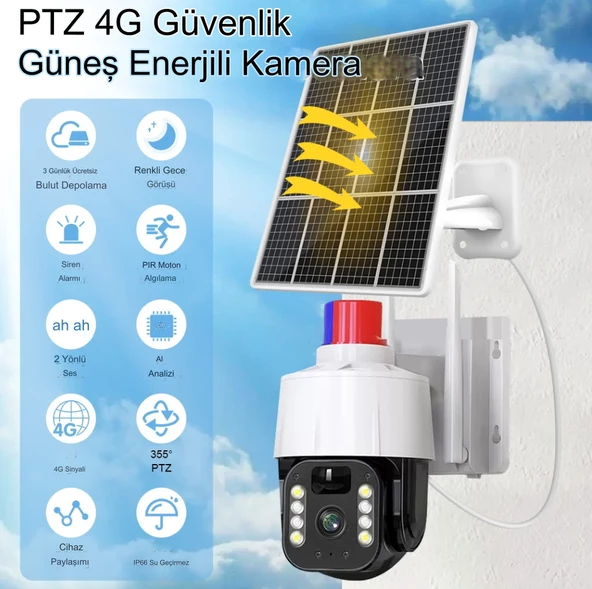 5MP (Kablosuz) Kamera, Güvenlik İçin Güneş Enerjili Panel Sim Kart Destekli Dış Mekan Kamerası - 3