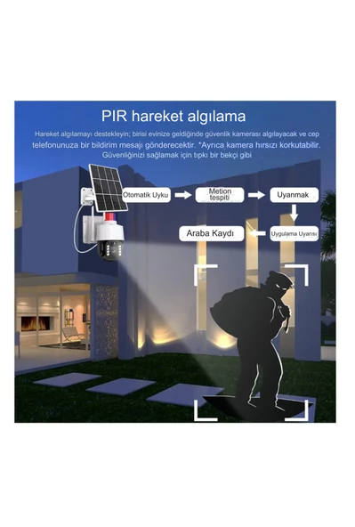 5MP (Kablosuz) Kamera, Güvenlik İçin Güneş Enerjili Panel Sim Kart Destekli Dış Mekan Kamerası - 6
